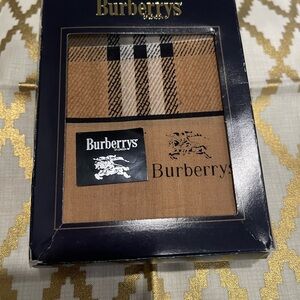Burberrys Vintage Tan and Black Plaid Handkerchief